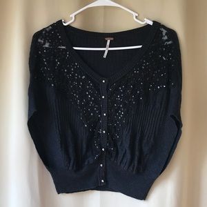 Free People Sequin Button Up Shrug